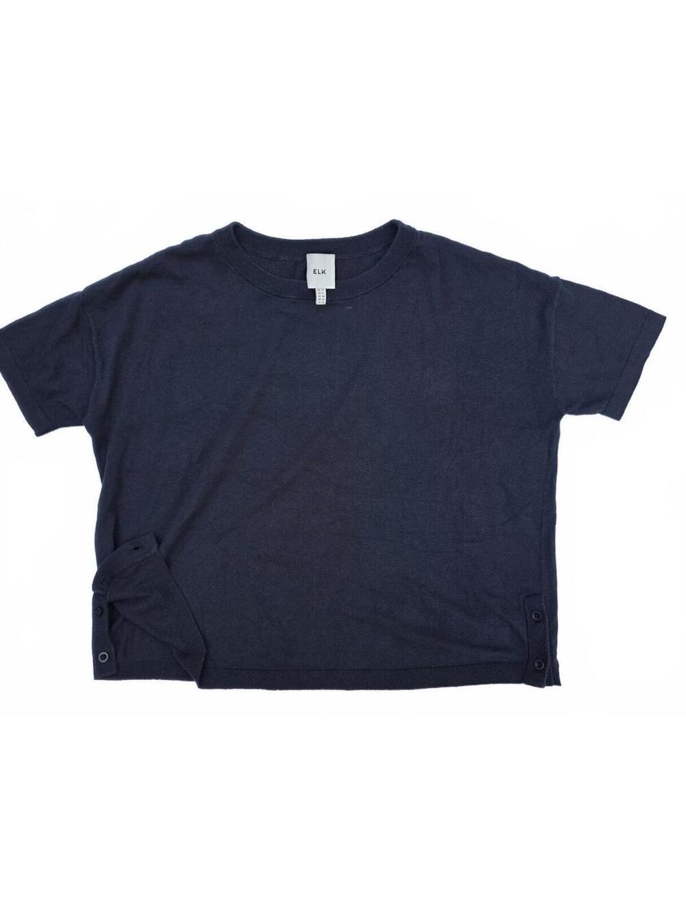 ELK Women's Navy Blue Boxy Short Sleeve Knit Top.  US size 8